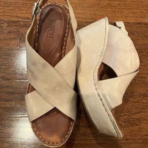 Born “Emmy” Genuine leather chunky platform wedge sandals